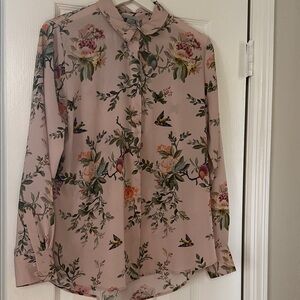 H&M Blush Floral Print Blouse